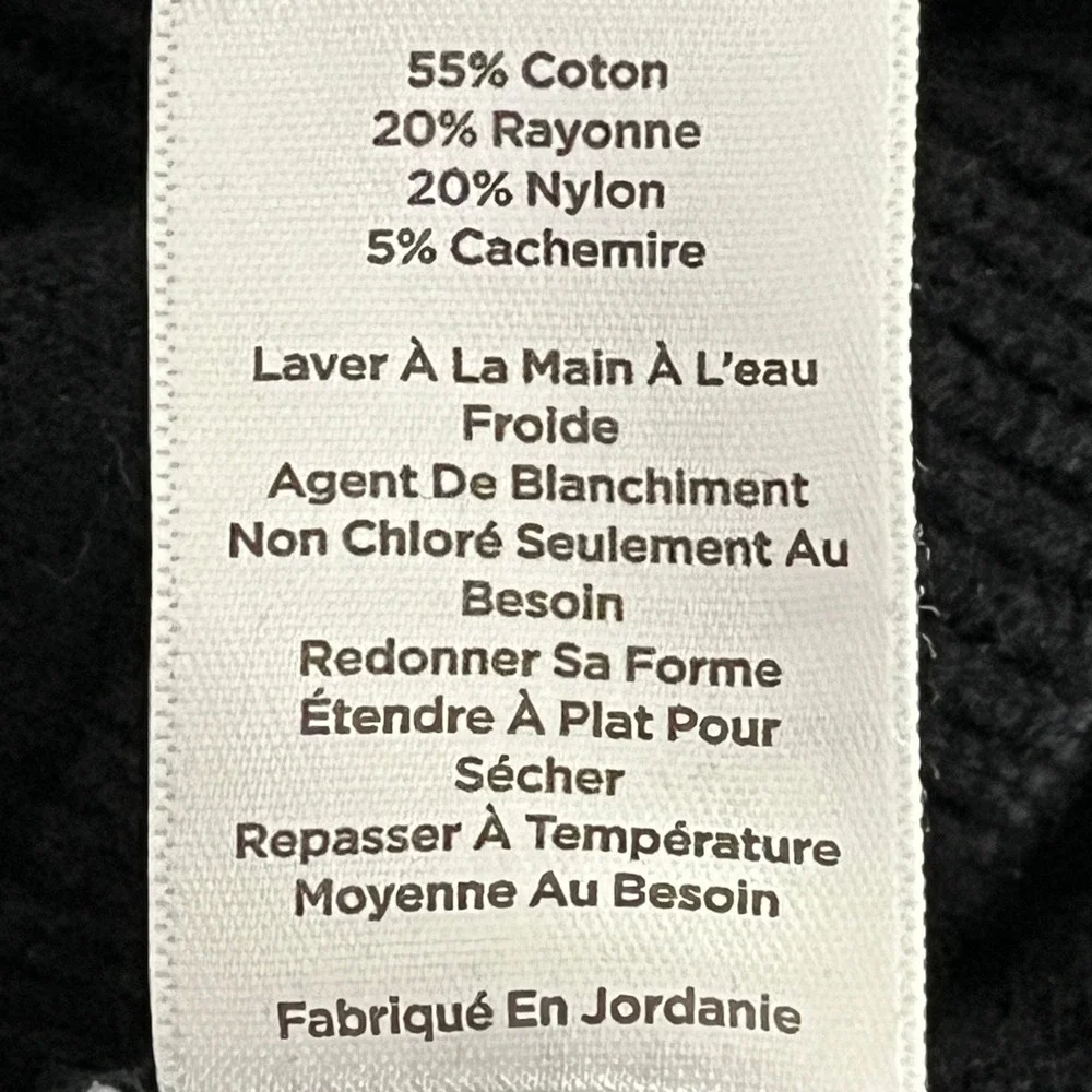 Talbots Black Cotton Cashmere Blend Cable Knit Yoke Crewneck Sweater Womens L